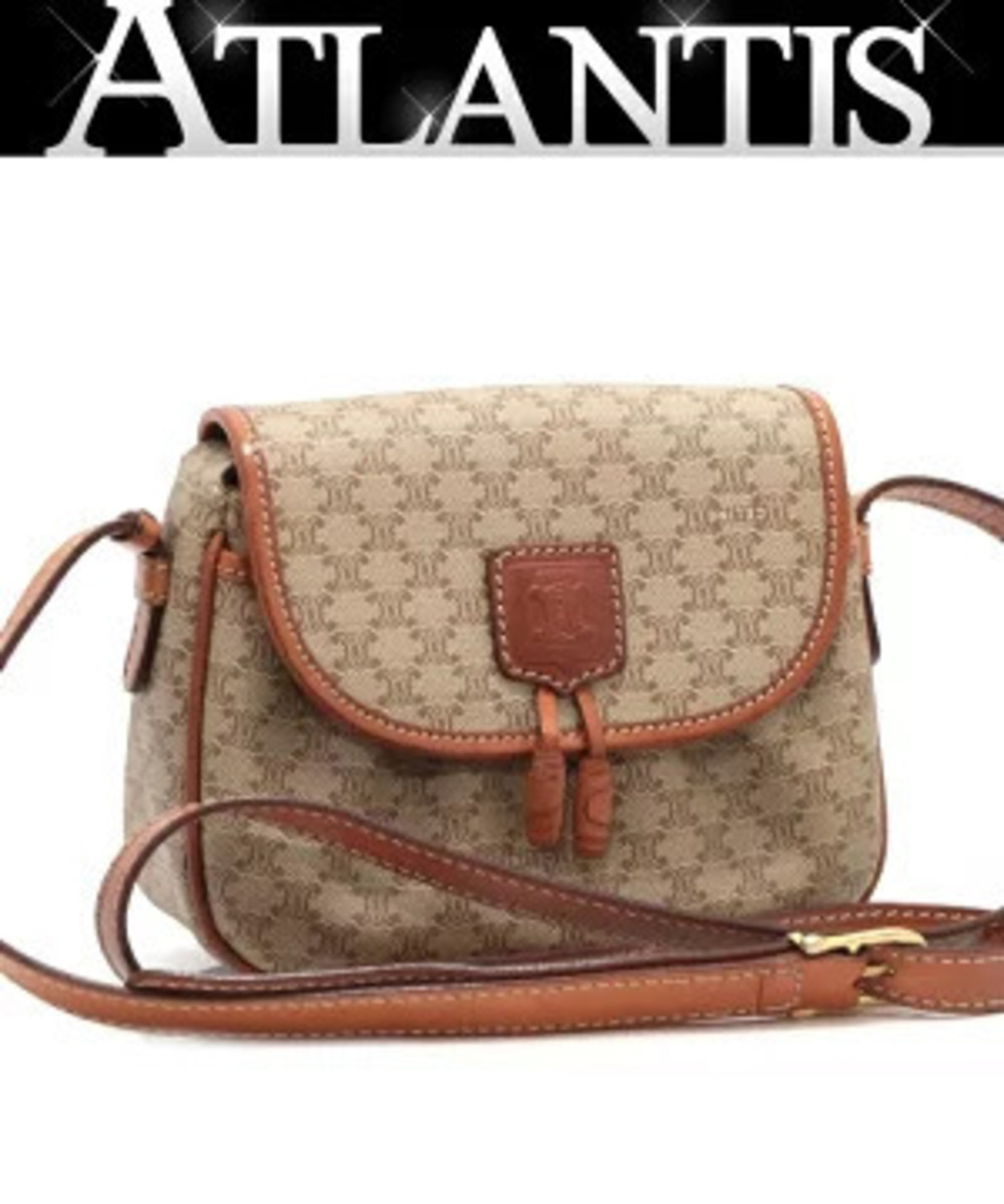 Celine Macadam Shoulder Bag x Leather Beige Cream